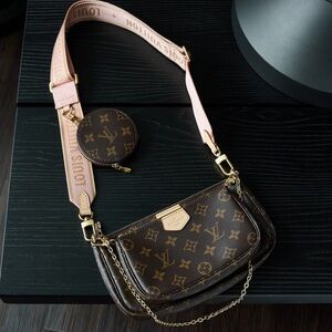 Louis Vuitton Pink-Trim Monogram Multi Pochette Bag